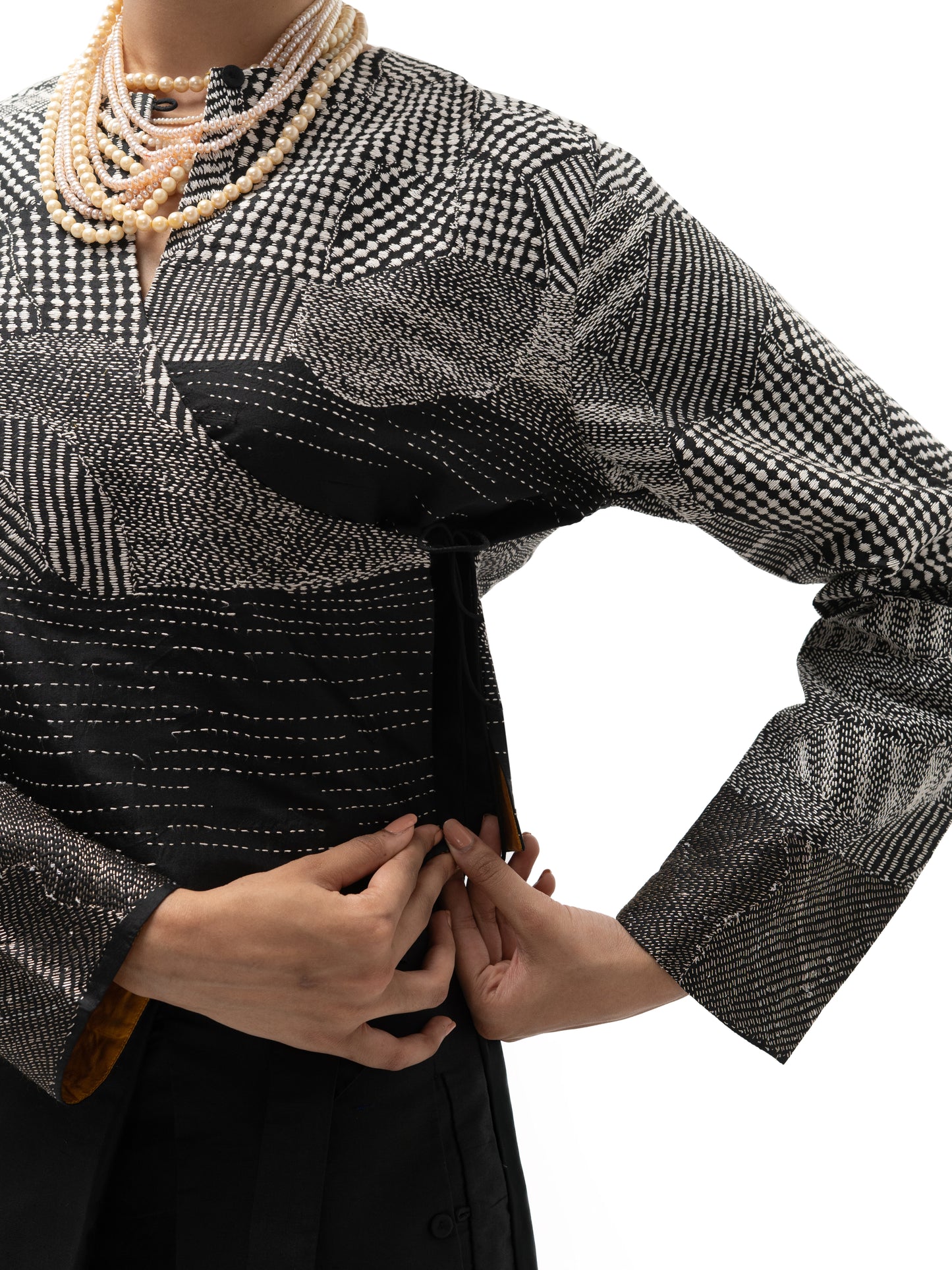 Hand Embroidered Silk Effortless Blouse – Black