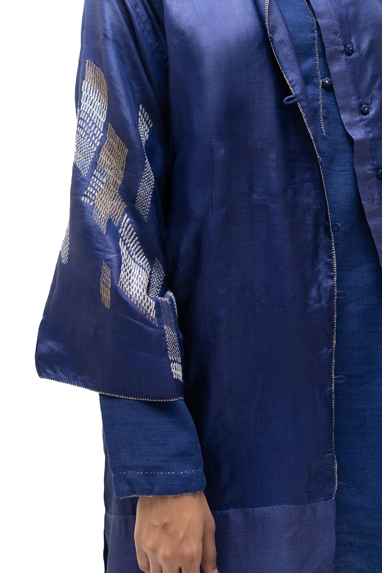 Hand Embroidered Gicha Silk Flared Tunic