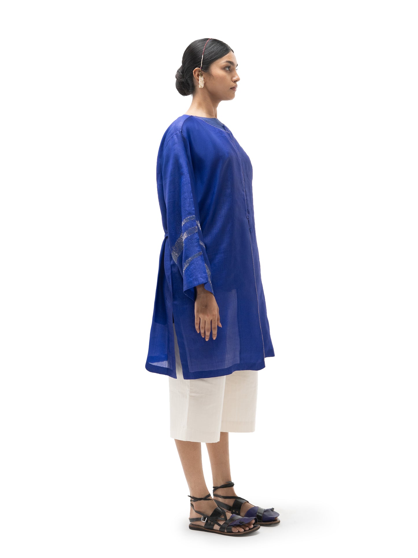 Hand Embroidered Rings Silk Kimono Jacket with Gicha Silk Top (Set)