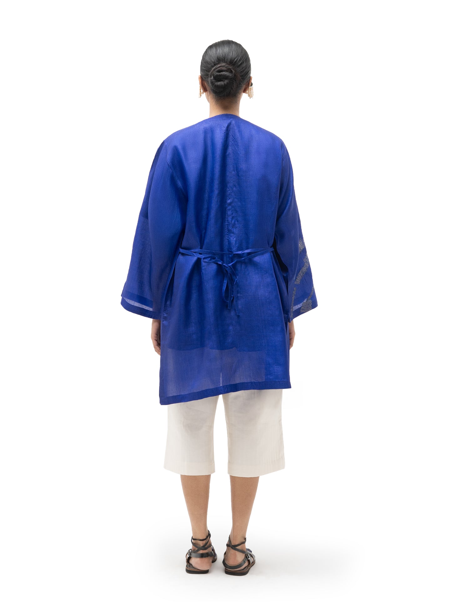 Hand Embroidered Rings Silk Kimono Jacket with Gicha Silk Top (Set)