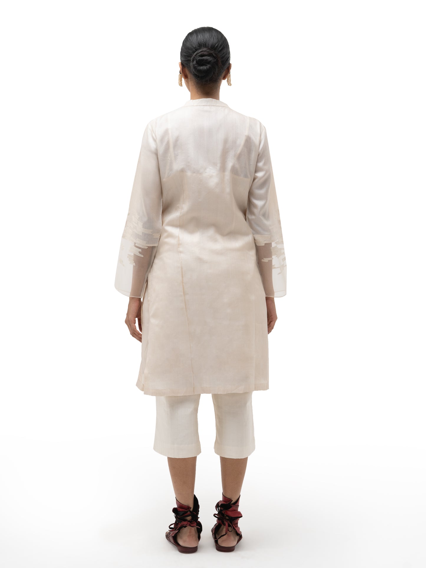 Hand Embroidered Overlap Silk Tunic with Slip