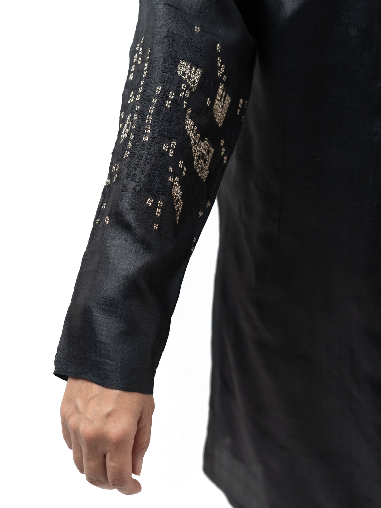 Hand Embroidered Overlap Silk Tunic with Slip