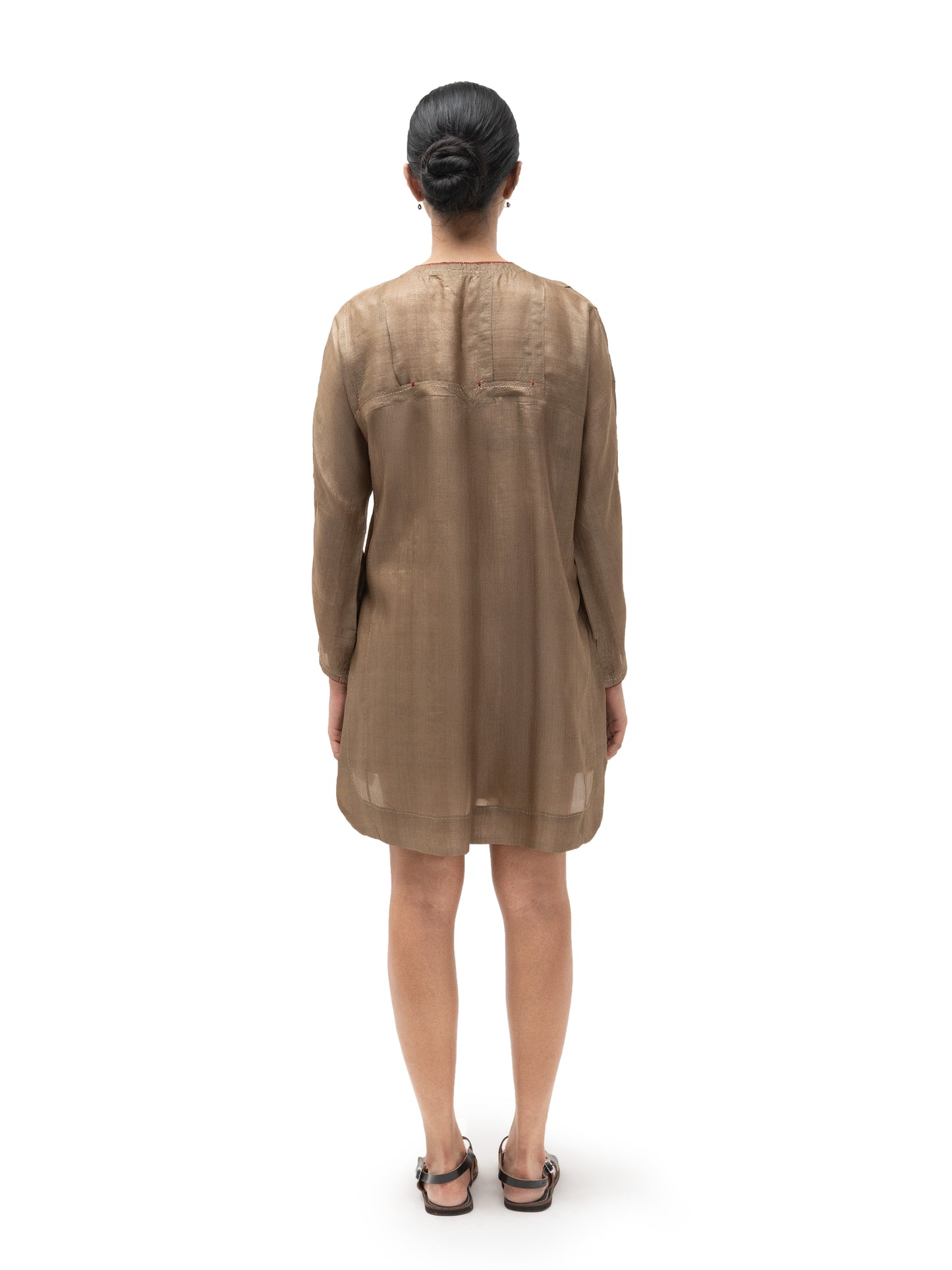Hand Embroidered Tussar Silk Pleated Top