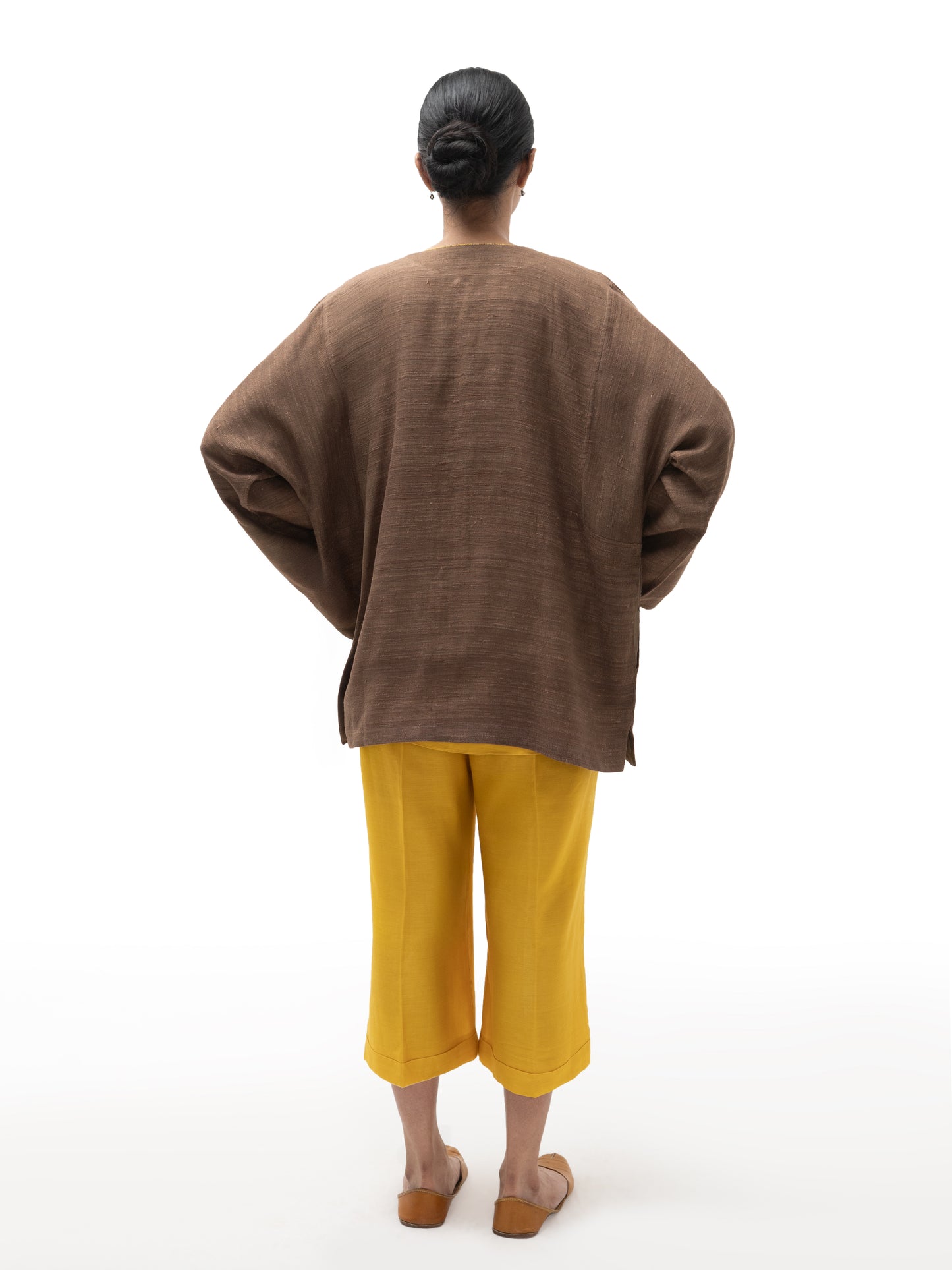 Silk Cotton Hand Embroidered Top & Pants with Gicha Jacket (set)