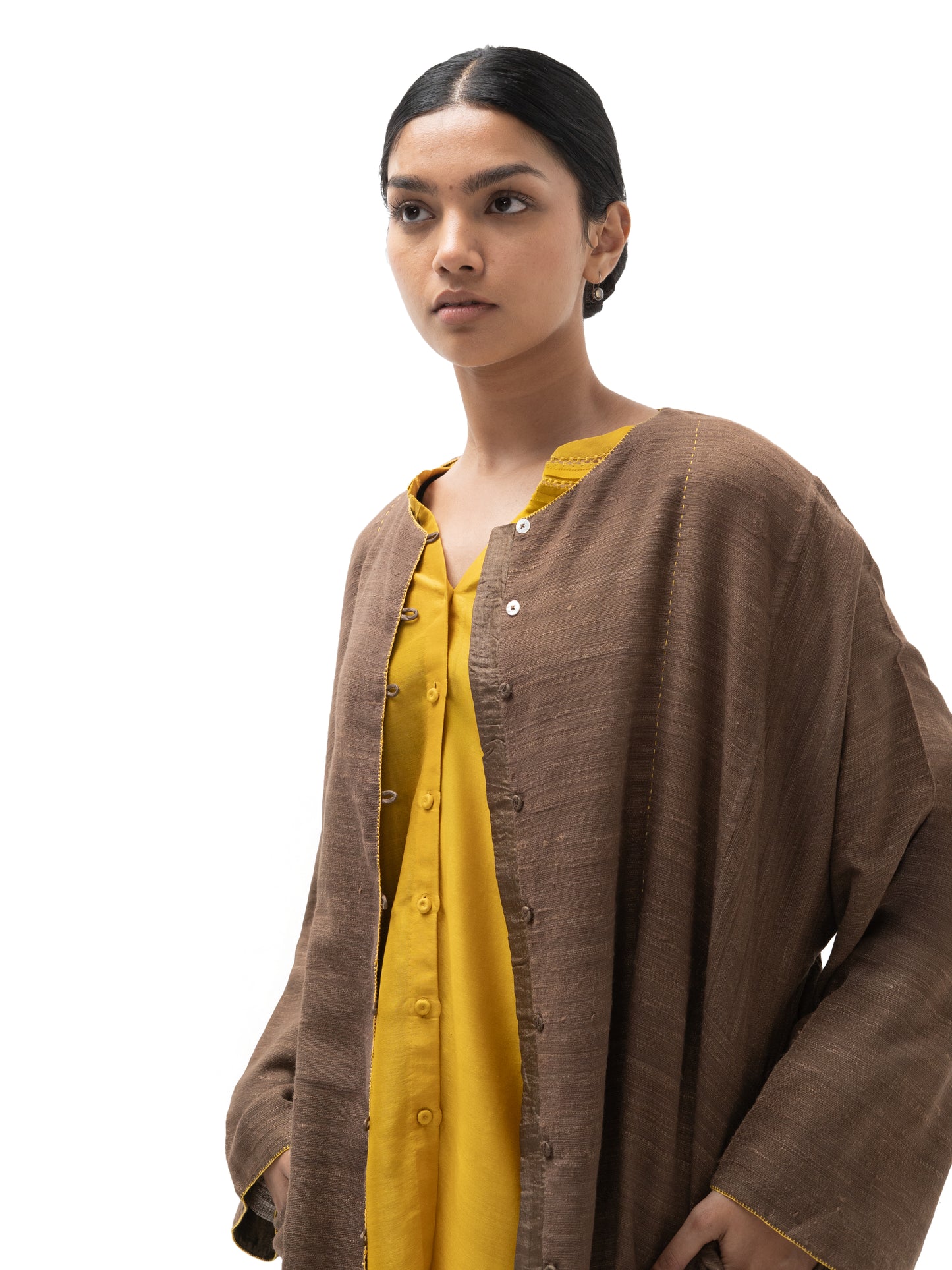 Silk Cotton Hand Embroidered Top & Pants with Gicha Jacket (set)