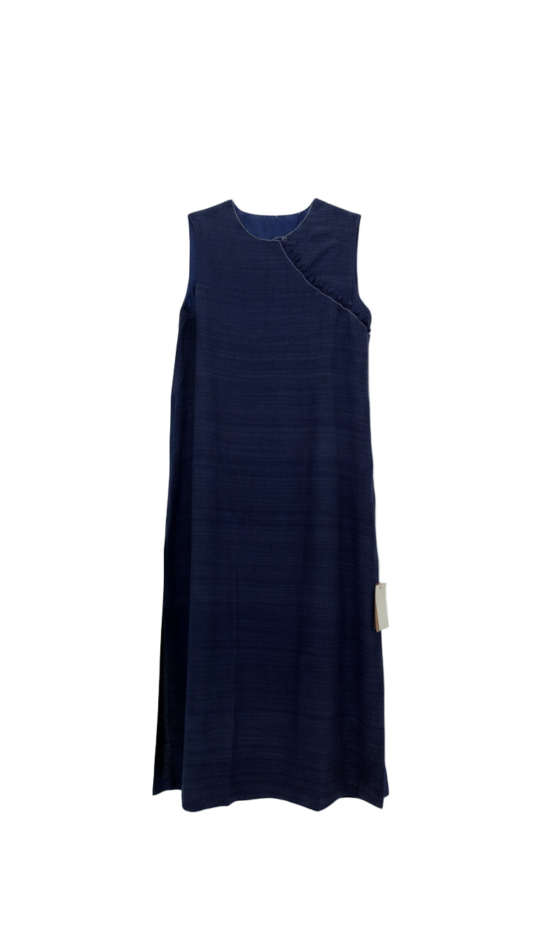 Hand Embroidered Gicha Silk Long Tunic – Indigo