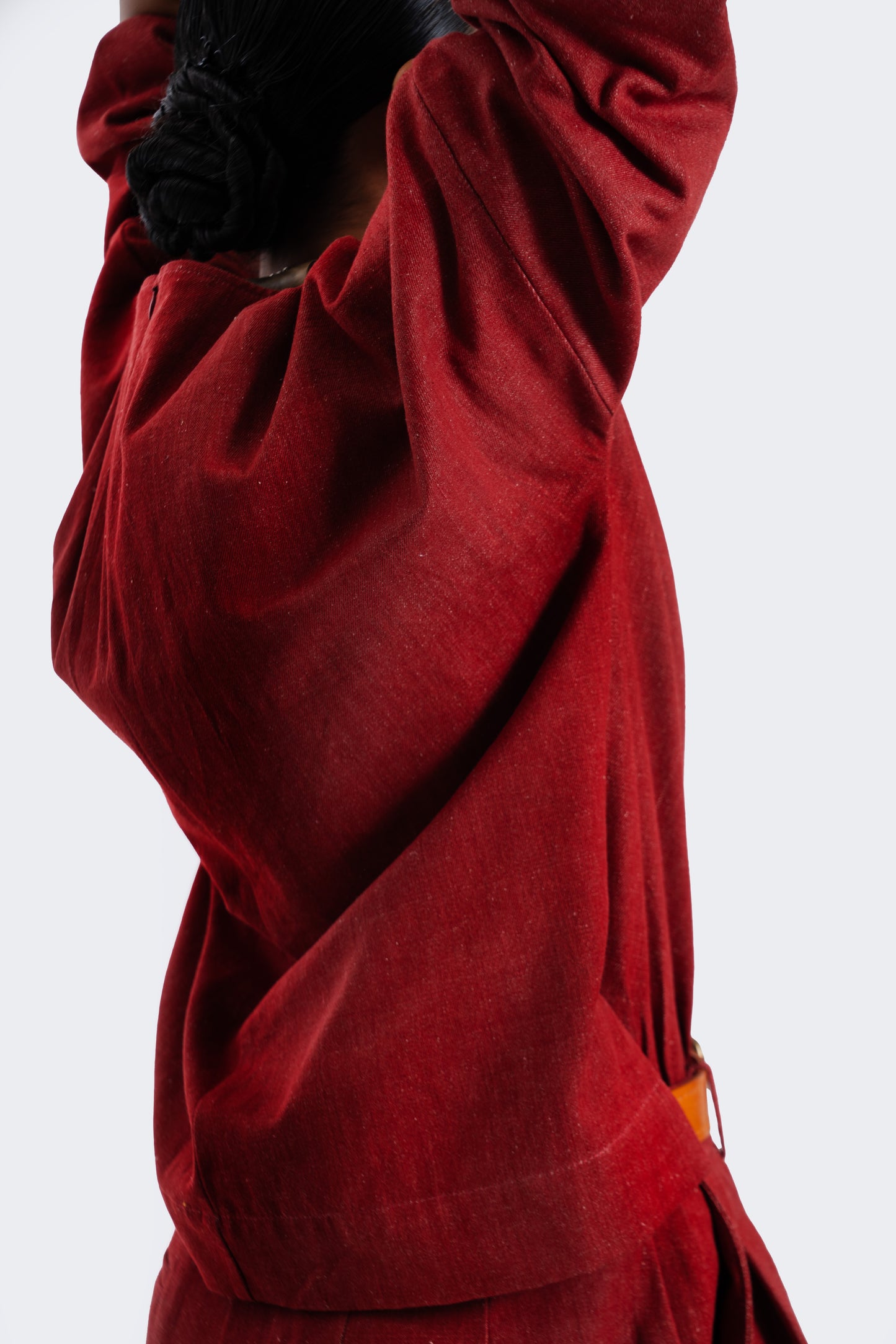 Red Natural Dyed Denim Square Top