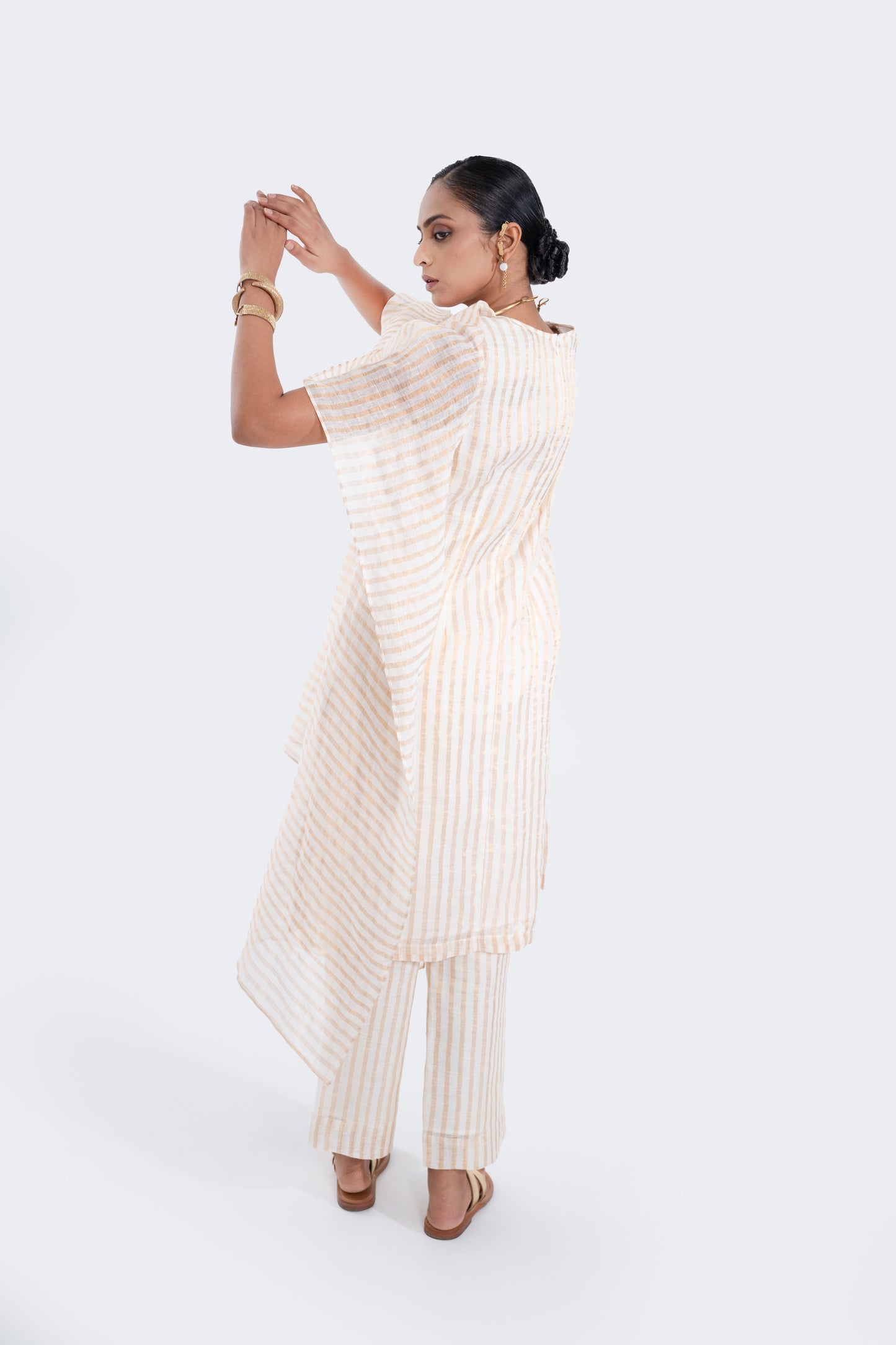 Drape Tunic Linen Zari Stripes