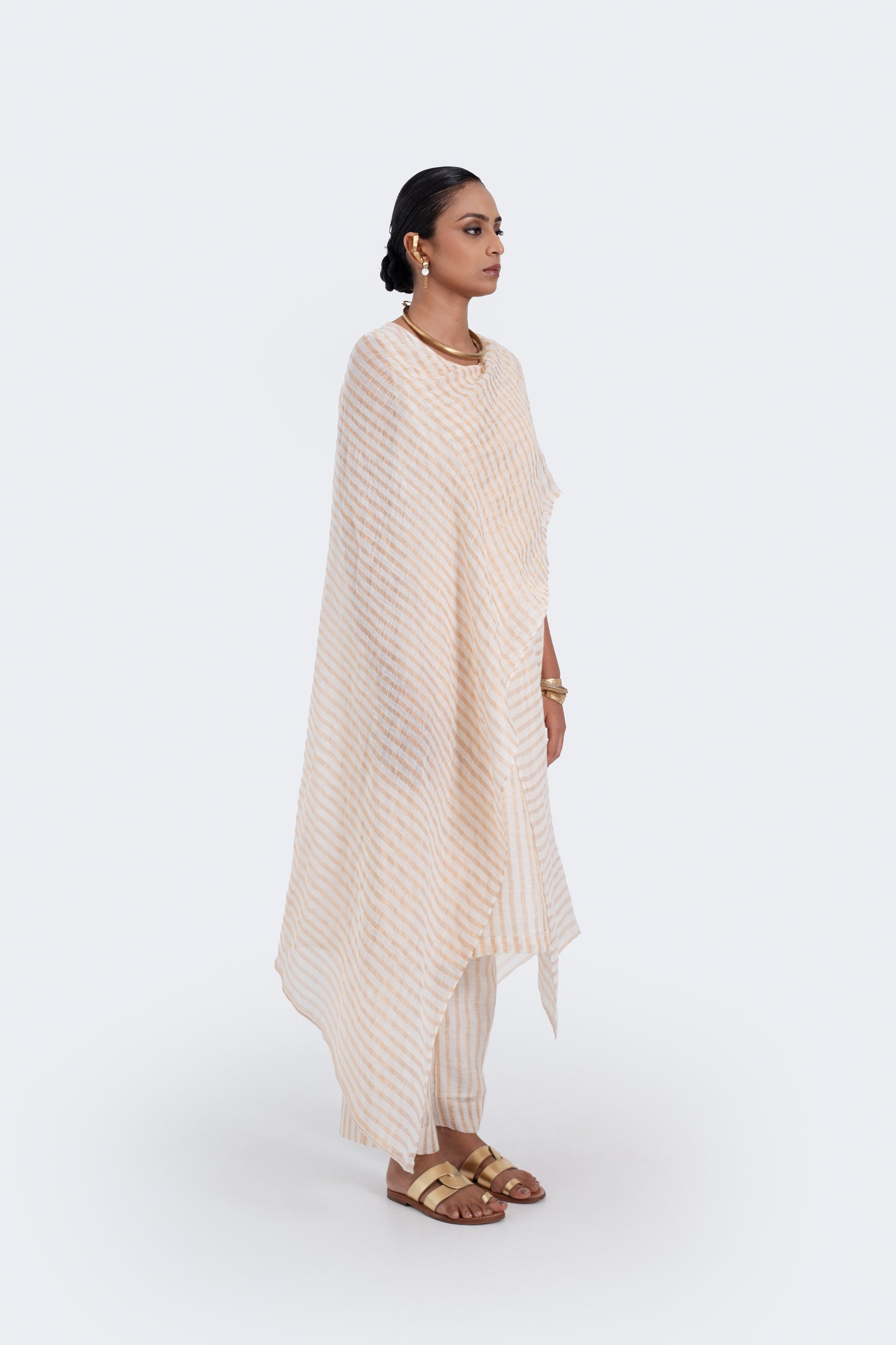 Drape Tunic Linen Zari Stripes