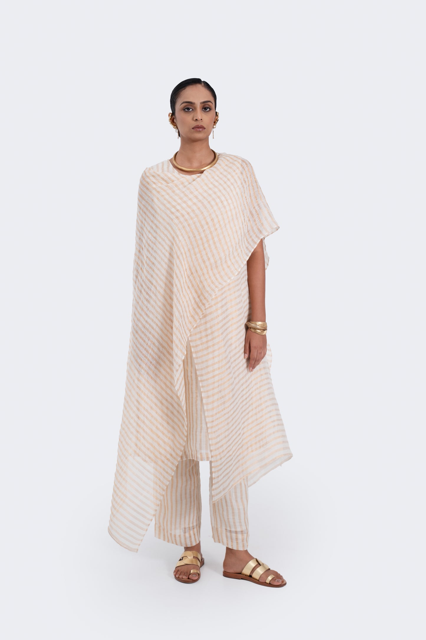 Drape Tunic Linen Zari Stripes