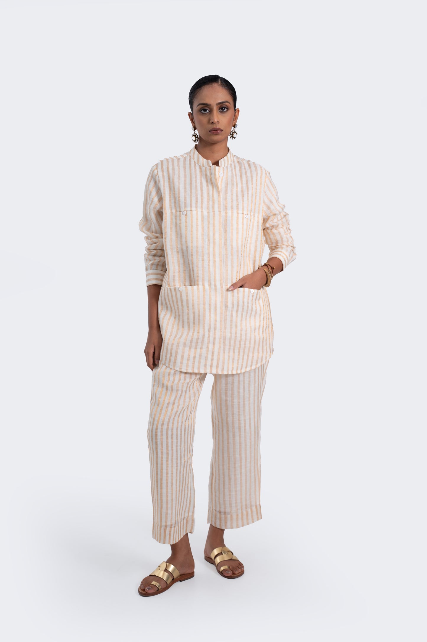 Zari Striped Linen Elegant Shirt
