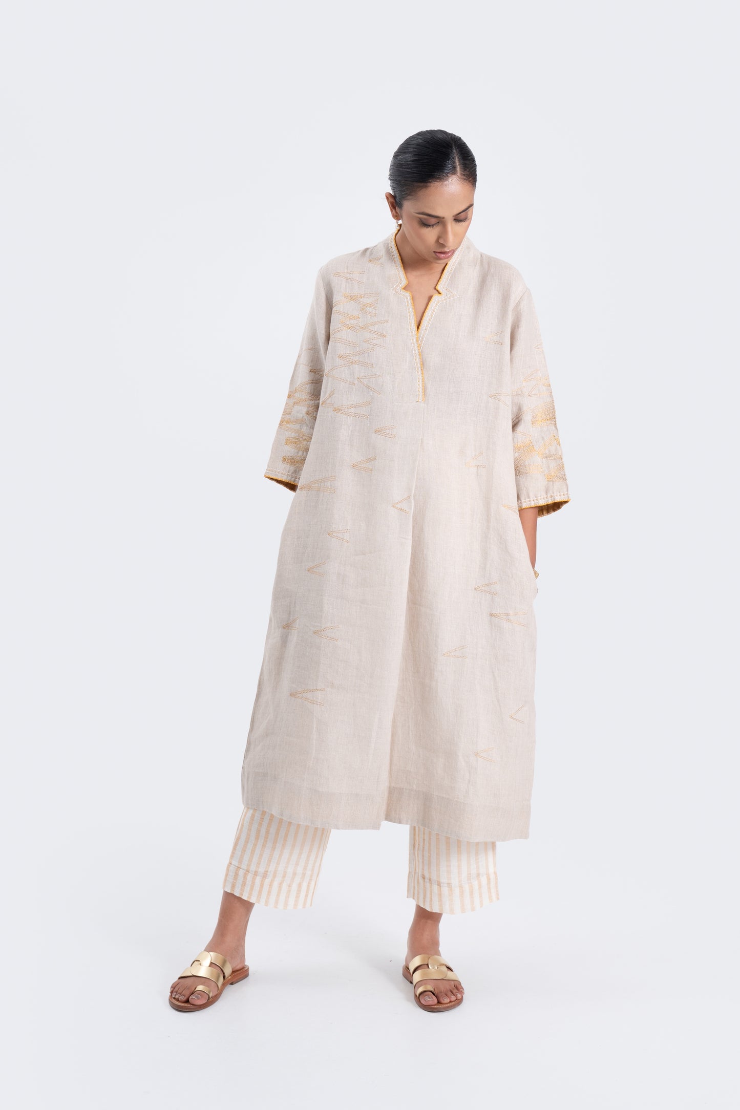 Hand Embroidered Linen Modern Tunic