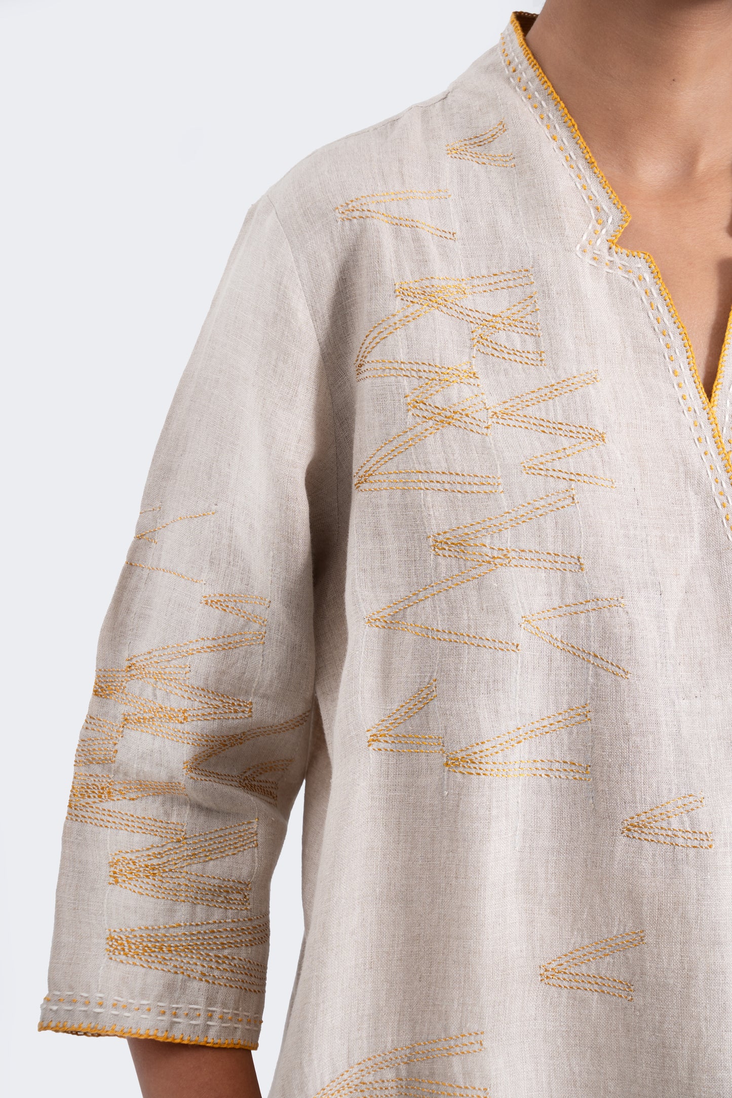 Hand Embroidered Linen Modern Tunic