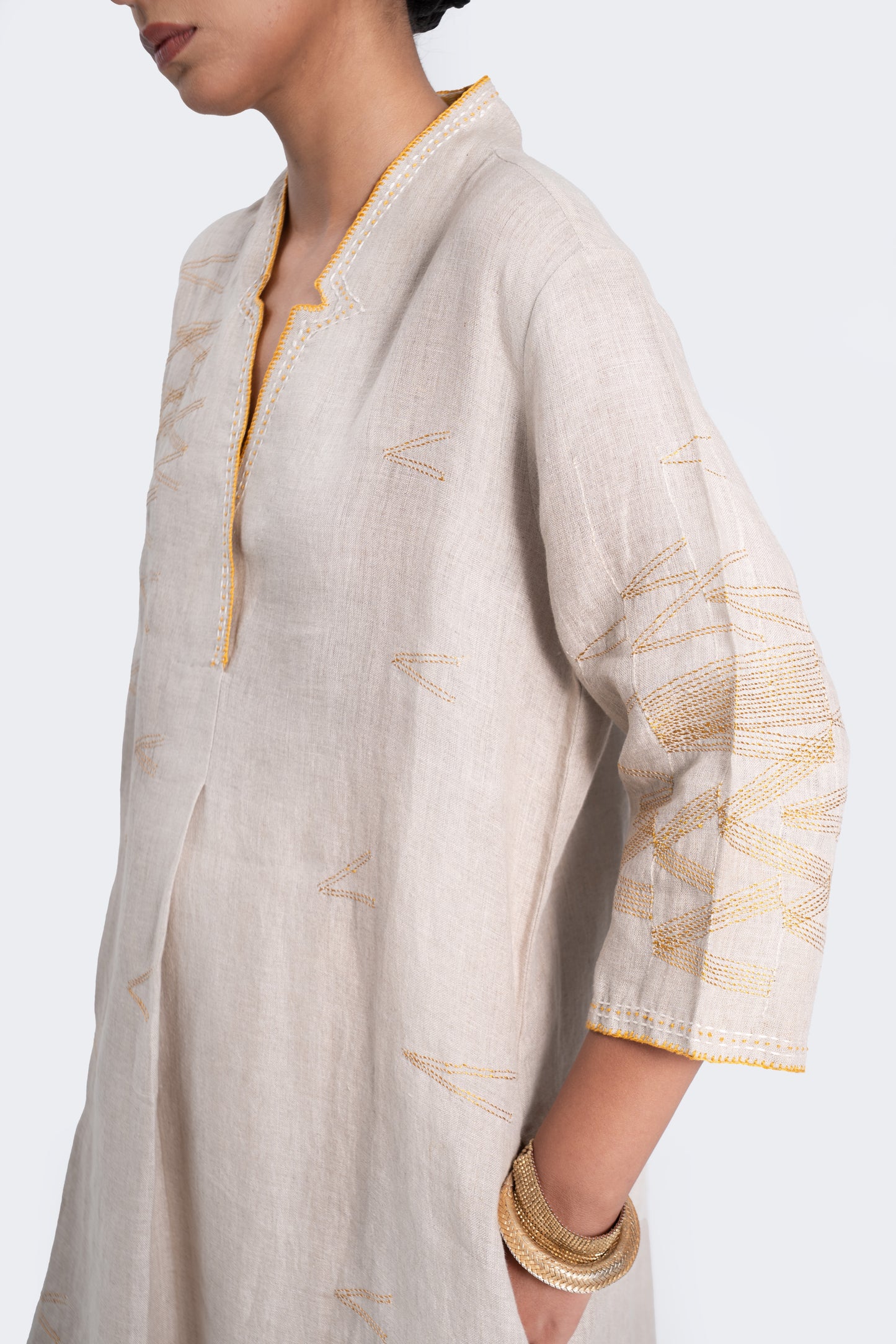 Hand Embroidered Linen Modern Tunic