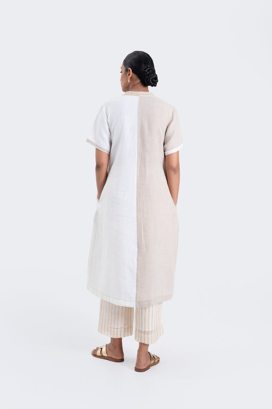 Hand Embroidered Linen Dual Tone Tunic
