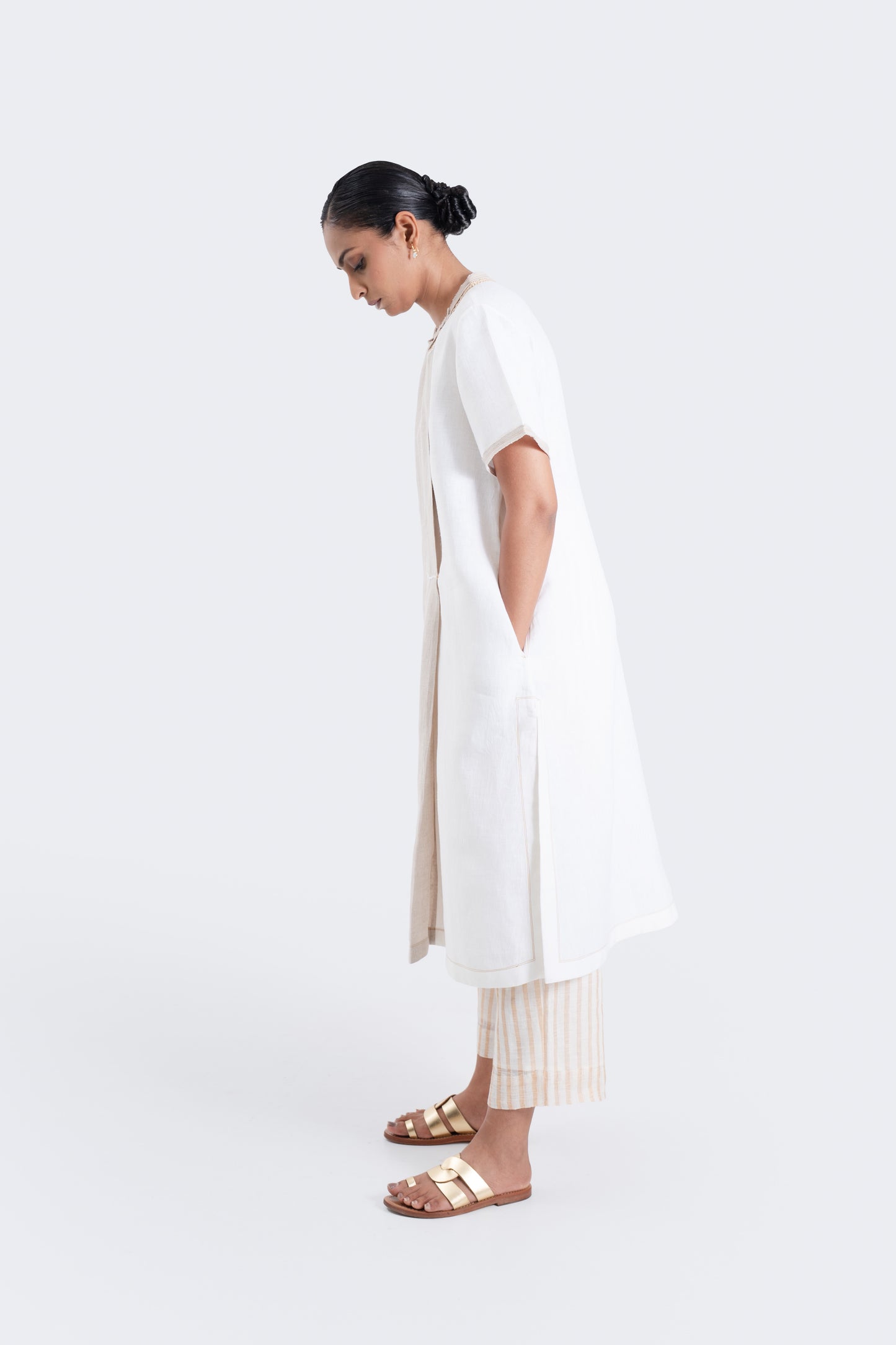 Hand Embroidered Linen Dual Tone Tunic
