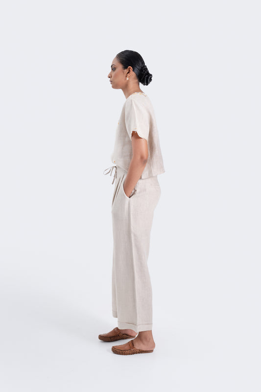 Linen Straight Ankle Pants