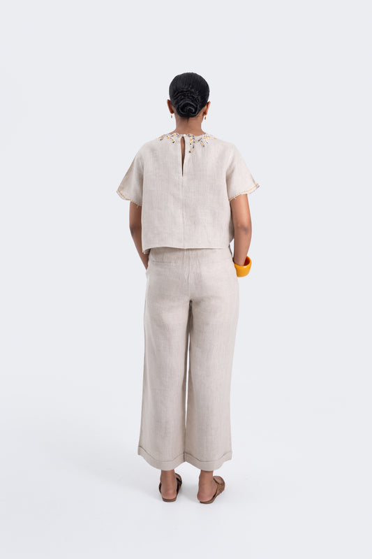 Hand embroidered Linen Box Top
