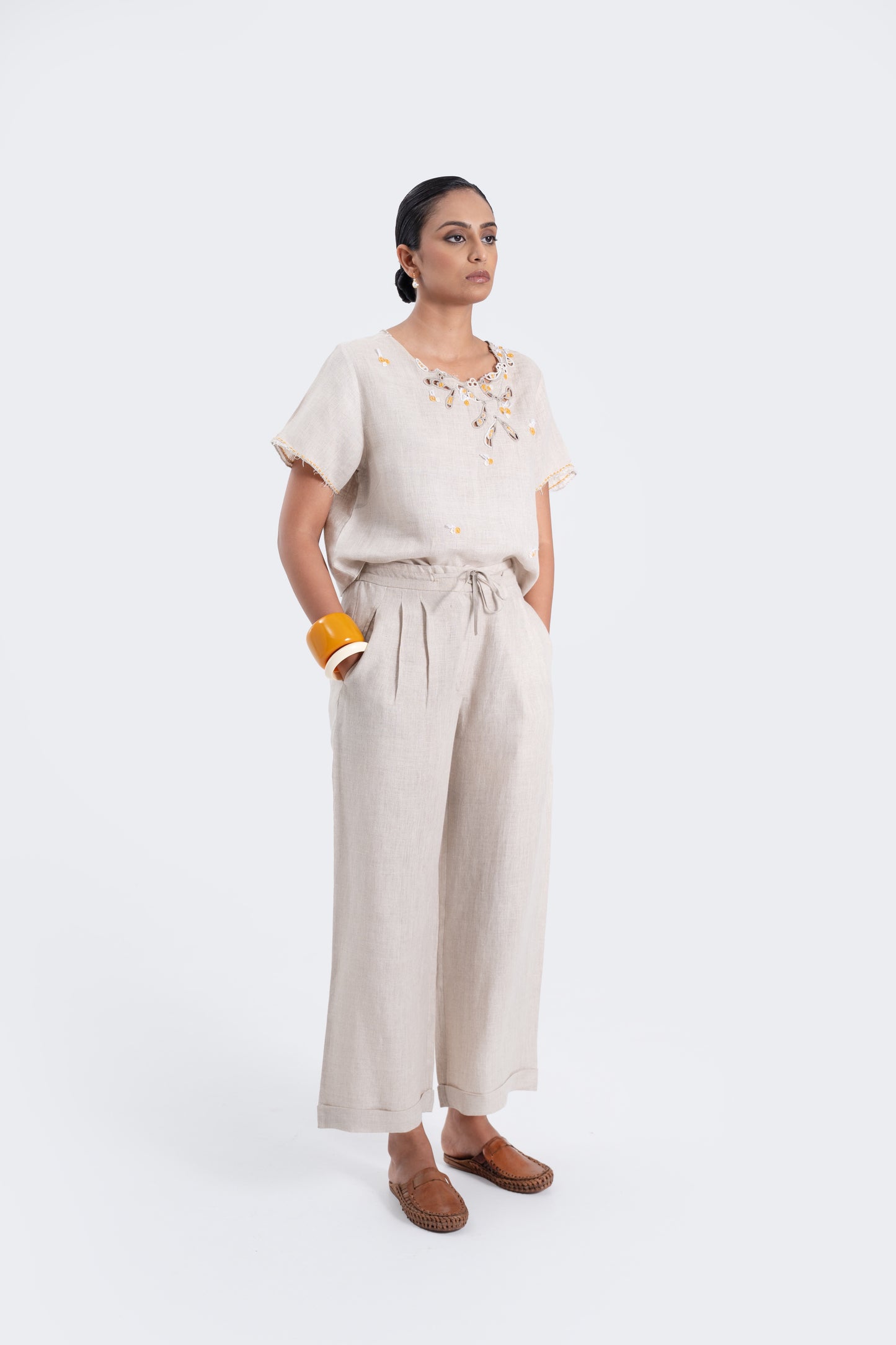 Hand embroidered Linen Box Top