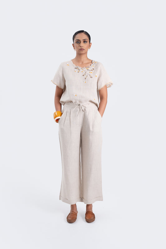 Linen Straight Ankle Pants