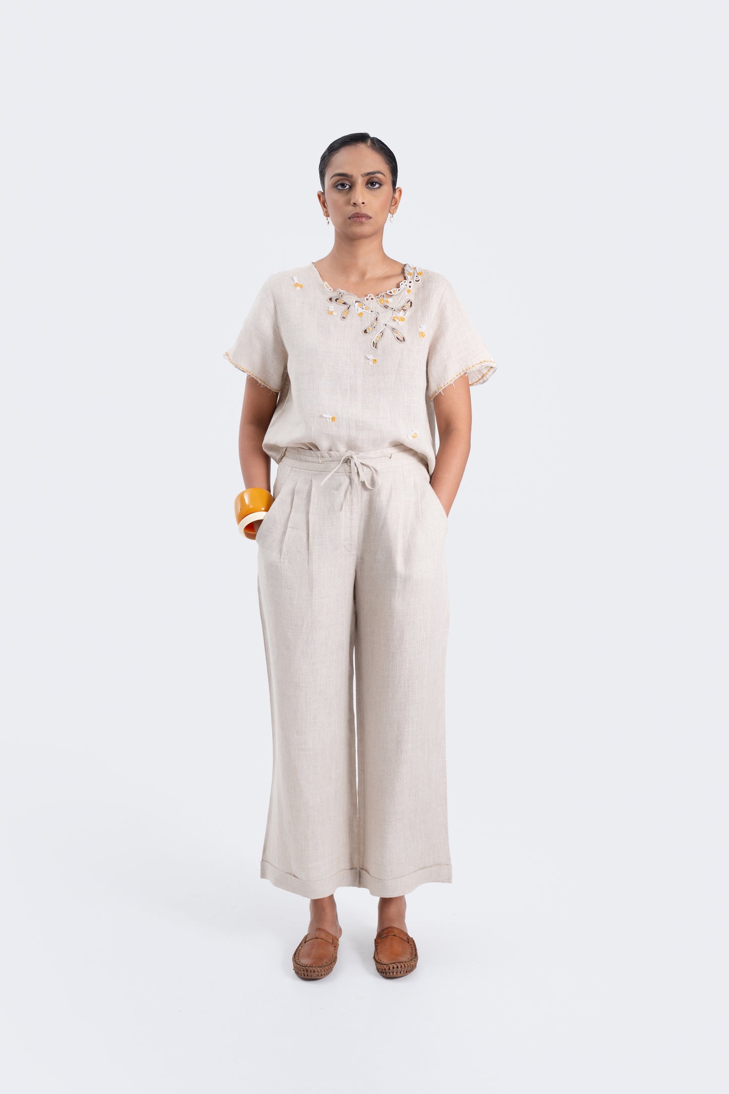 Hand embroidered Linen Box Top