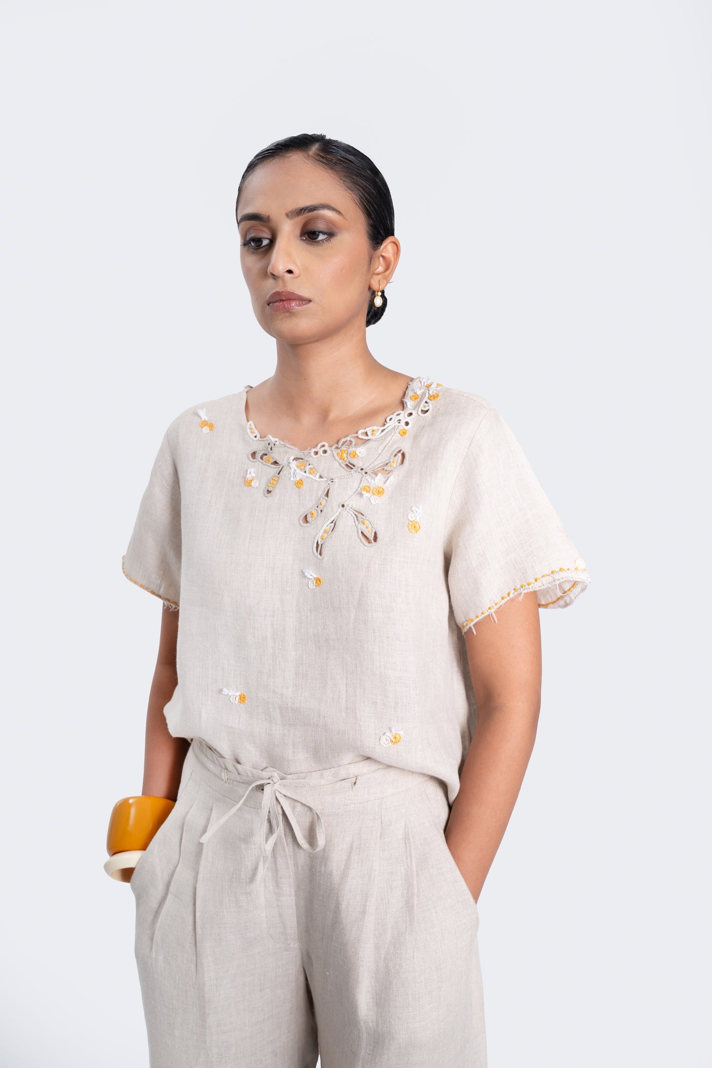 Linen Straight Ankle Pants