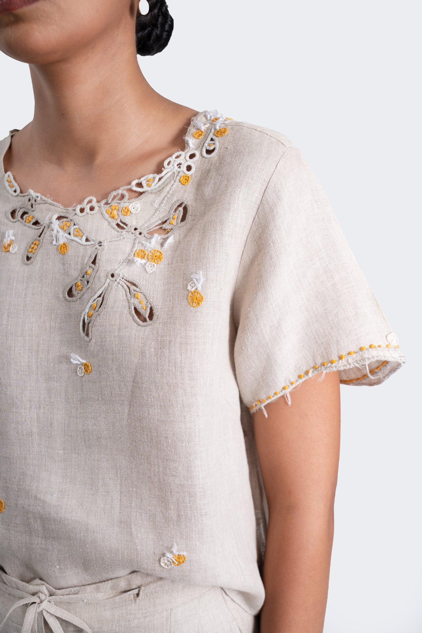Hand embroidered Linen Box Top