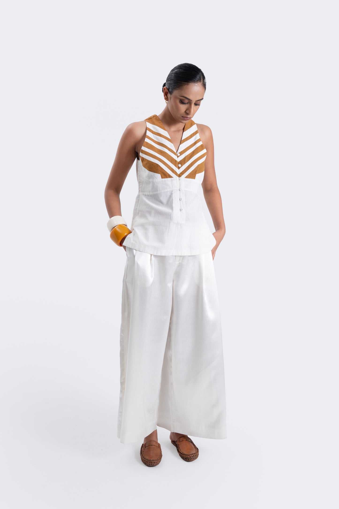 Panelled Cotton Softform Blouse