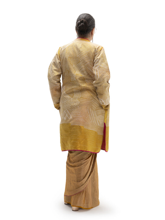 Hand Embroidered Silk Unisex Straight Jacket – Yellow
