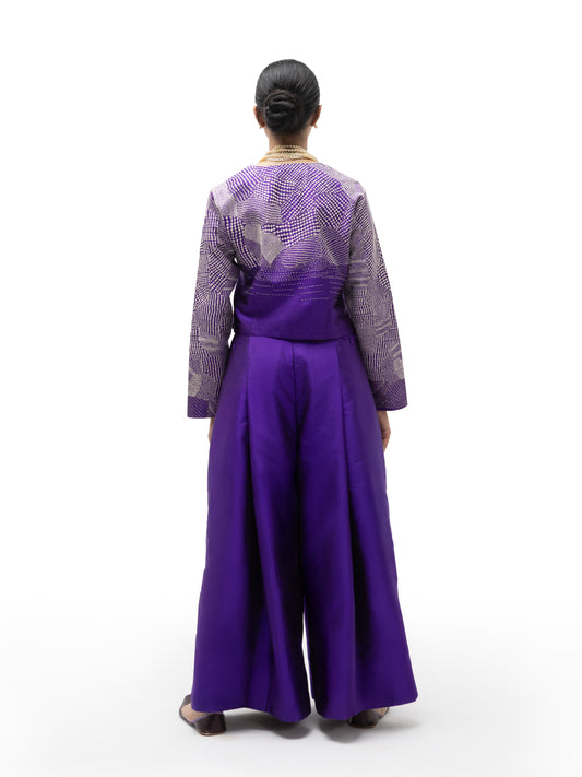Hand Embroidered Silk Effortless Blouse – Purple