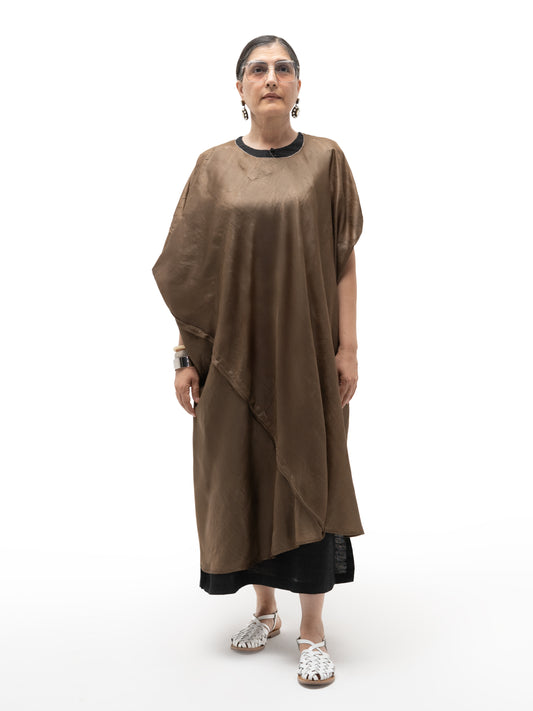 Hand Embroidered Gicha Silk Long Tunic – Black