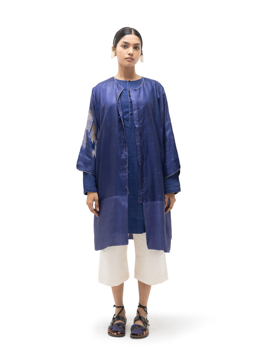 Hand Embroidered Gicha Silk Flared Tunic