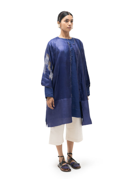 Hand Embroidered Gicha Silk Flared Tunic
