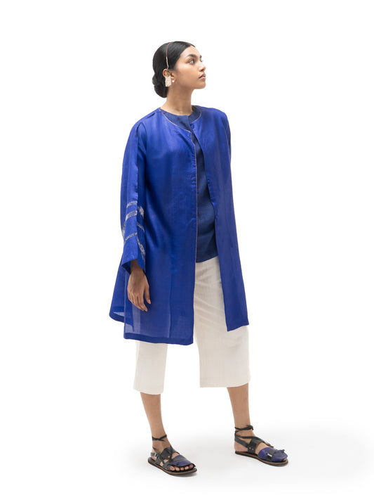 Hand Embroidered Rings Silk Kimono Jacket with Gicha Silk Top (Set)