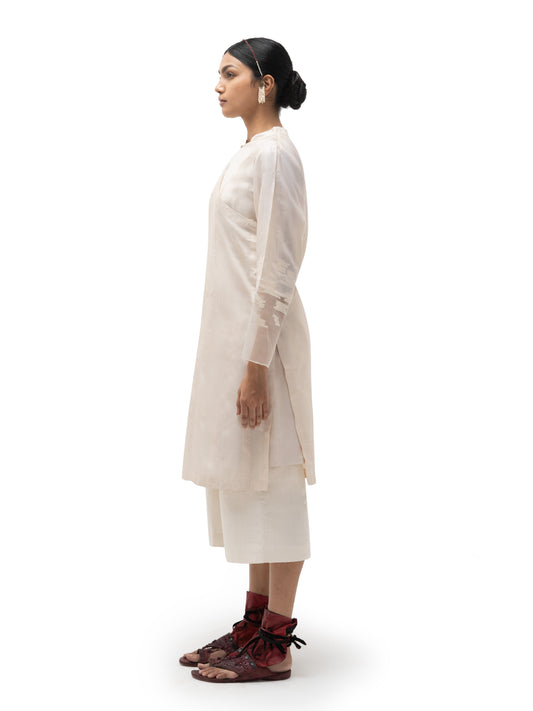 Hand Embroidered Overlap Silk Tunic with Slip