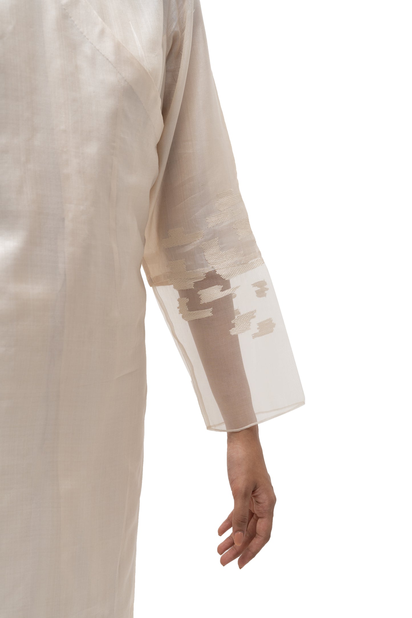 Hand Embroidered Overlap Silk Tunic with Slip