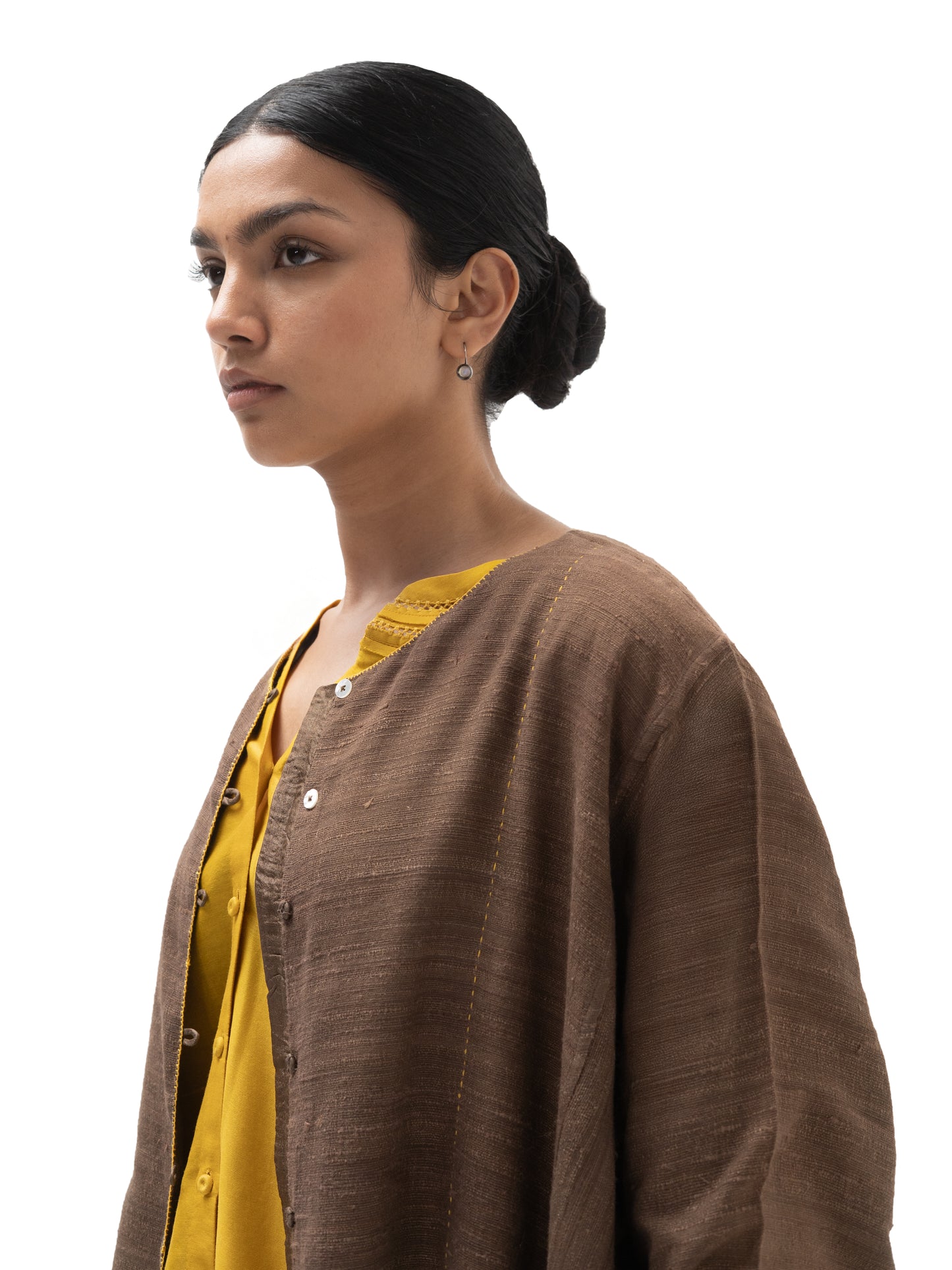 Silk Cotton Hand Embroidered Top & Pants with Gicha Jacket (set)