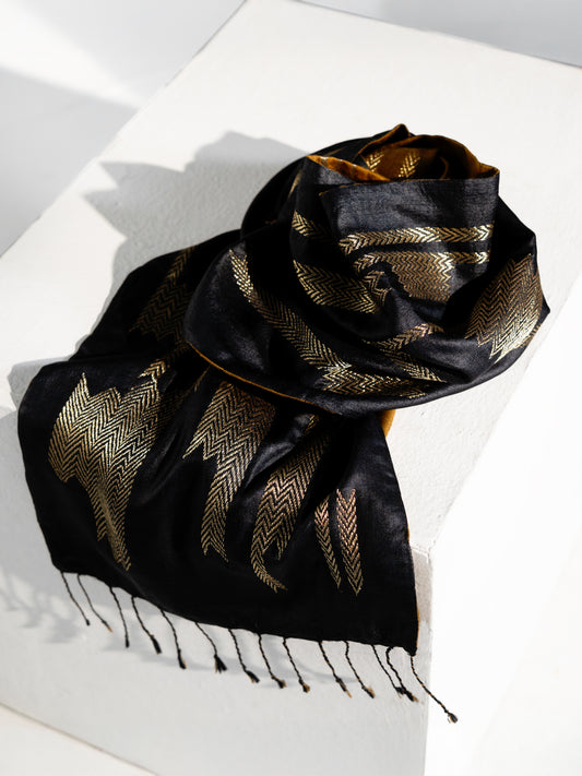 Hand Embroidered Silk & Wool Stole