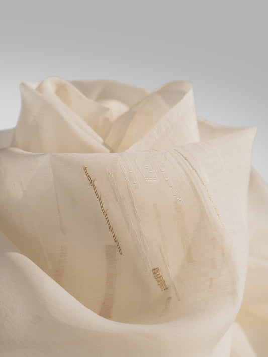 Silk Cotton Jamdani Zari Stole – Nalanda