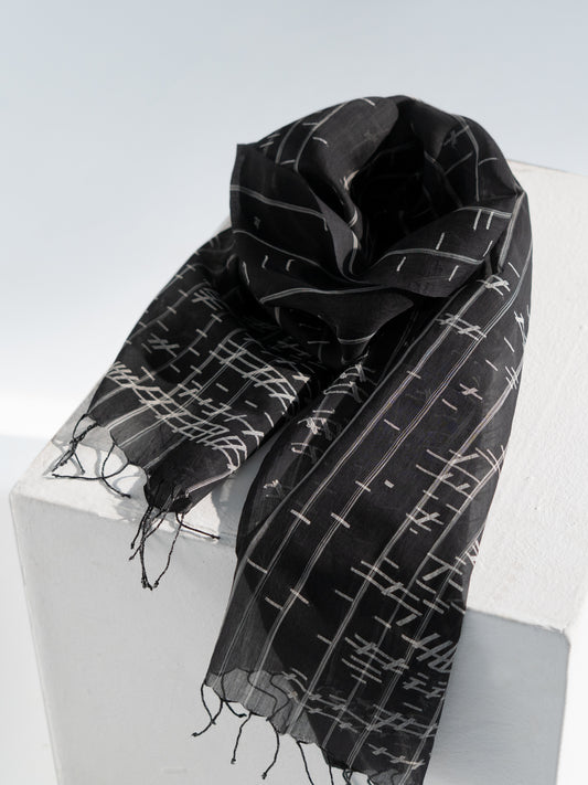 Silk Cotton Jamdani & Ikat Picket Stole